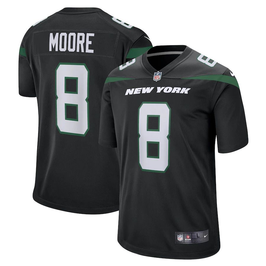 Men New York Jets #8 Elijah Moore Nike Black Game NFL Jersey->new york jets->NFL Jersey